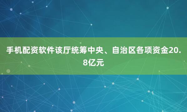 手机配资软件该厅统筹中央、自治区各项资金20.8亿元